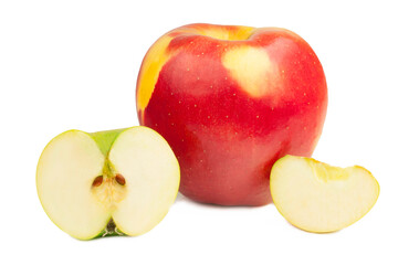 Apple with slice isolated on white background