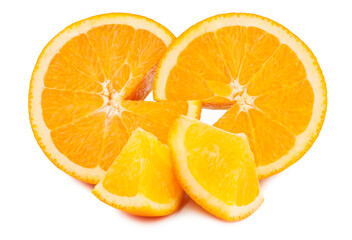 The orange with the cut off slice isolated on white background