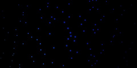 Dark BLUE vector background with small and big stars. Shining colorful illustration with small and big stars. Pattern for new year ad, booklets.