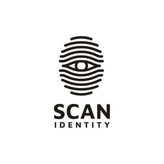 Fingerprint thumb scan identity with eye modern digital logo design