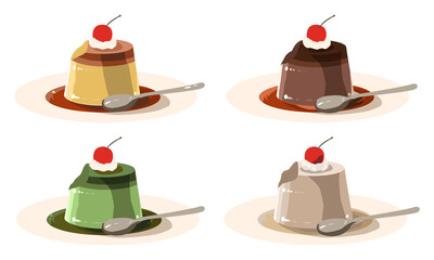 一口食べたデコレーションプリン(線無し)