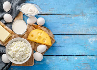 Various dairy products and raw eggs