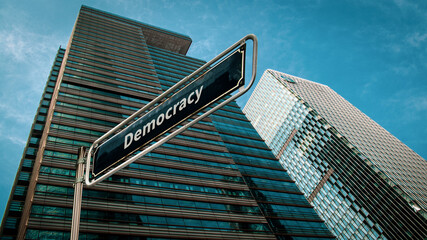 Fototapeta na wymiar Street Sign to Democracy