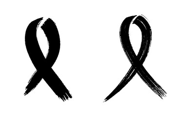 Black Ribbon Symbol Stripe Emblem Vector Icon Set