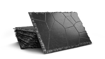 large black stone plate for serving food in a restaurant 3d render on white