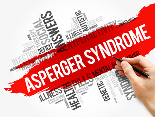 Asperger syndrome word cloud collage, medical concept background