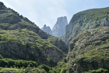 View of a mountain on a sunny day. Behind the Naranjo de Bulnes