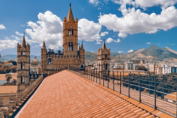 Naklejka premium Palermo, Sicily, Italy - View from the roof of The Cathedral at Palermo