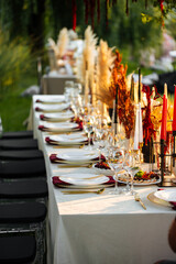 Luxury festive served table banquet catering