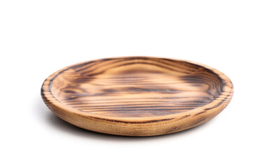 Wooden plate isolated on white background