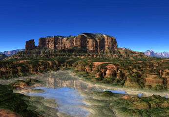 3D Rendered Fantasy Mountain Landscape - 3D Illustration