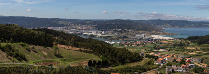 Panoramic view of Arteixo town in A Coruña, Galicia, Spain