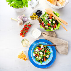 Rustic Greek salad with sheep's cheese