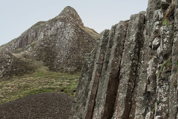 Hexagonal rocks detail of giant´s causeway located in north ireland, united kingdom with a...