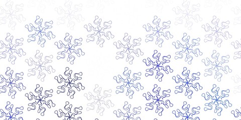 Light blue vector doodle texture with flowers.