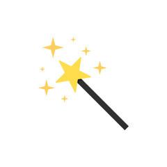 Magic wand flat, magic icon, cheese slice icon, vector illustration isolated on white background
