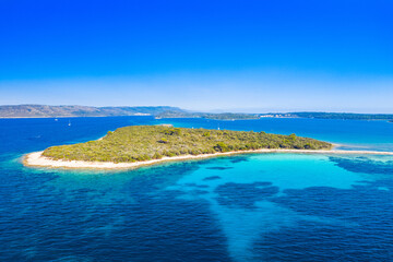 Beautiful exotic islands in turquoise sea, clear blue water on the island of Dugi Otok in Croatia