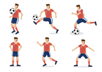 Fototapeta na wymiar A set of soccer players of six