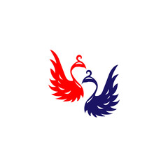 Twin Swan Logo. logo illustration is a twin goose that forms a heart.