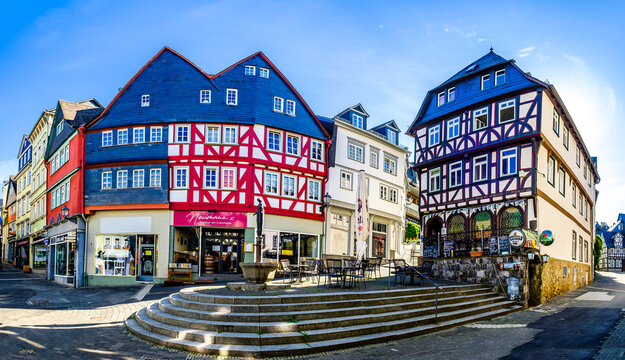 Wetzlar, Germany - June 19: famous old town with historic half-timbered houses in Wetzlar on June 19, 2020