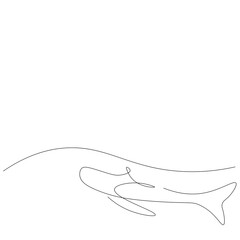 Whale one line drawing. Vector illustration
