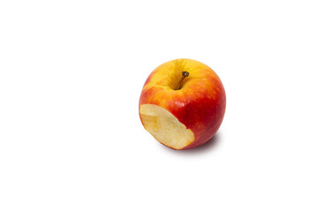 Bitten apple on white background and clipping path