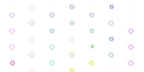 Light Multicolor vector background with covid-19 symbols.