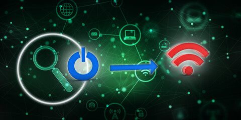 3d illustration WiFi symbol with power sign
