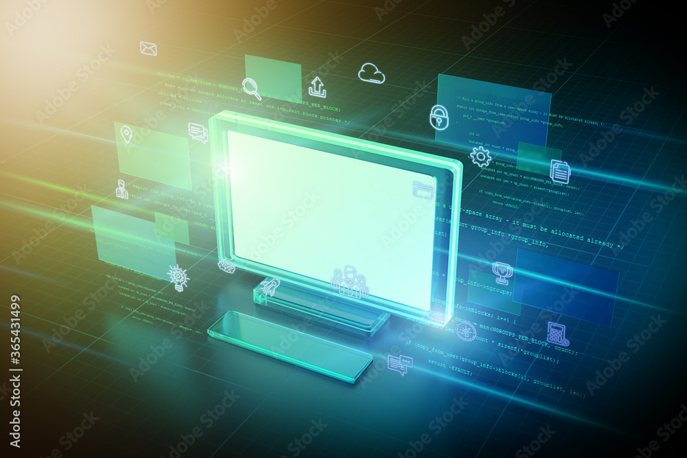 Poster computer abstract background illustration - 3d rendering