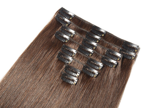 multiple pieces clip in straight dark auburn human hair extensions