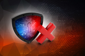 3d illustration Security concept - shield 
