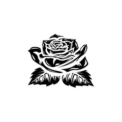Vintage black and white blooming rose. Roses element Idea for business visit card, typography vector,print for t-shirt.