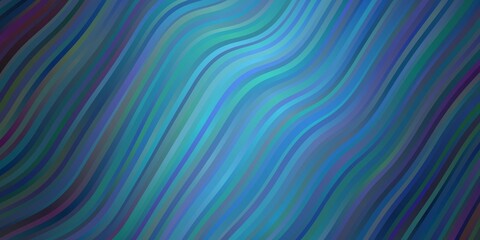 Dark BLUE vector template with wry lines. Abstract illustration with bandy gradient lines. Pattern for busines booklets, leaflets
