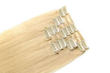 multiple pieces clip in straight golden blonde human hair extensions