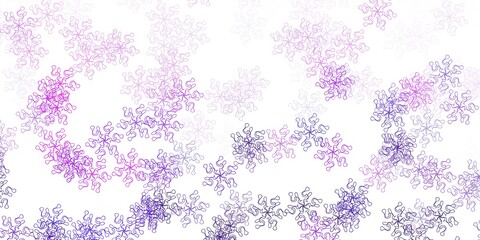Light purple vector doodle template with flowers.