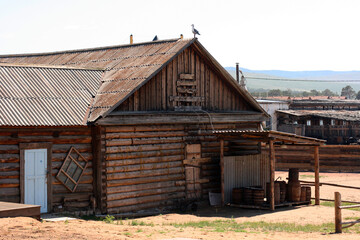 Wooden house in the village. Baikal / Russia - June 30 2019
