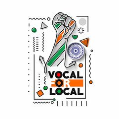 VOCAL FOR LOCAL" campaign of India - Independence Day Poster. Vector Modern Banner Illustration.