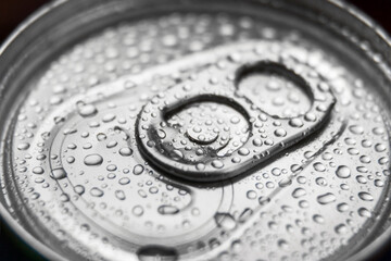 aluminum can with carbonated water, energy drinks or beer. Background of aluminum can
