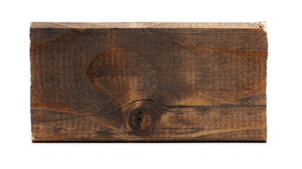 Sawed wooden plank piece, wood slab isolated on white background