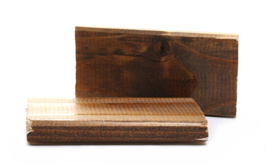Sawed wooden planks, wood slabs isolated on white background