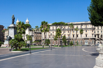 Fototapeta na wymiar ROME, ITALY - 2014 AUGUST 18. Park Piazza Cavour outside Palace of Justice in Rome.