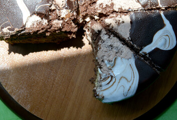 piece of chocolate cake with chocolate