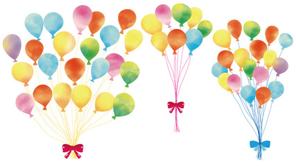 水彩風　バルーン　お祝い Watercolor Balloon Series:Balloon Set © kanichi