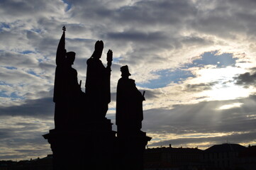 Fototapeta premium Holy statue on Charles Bridge - Prague