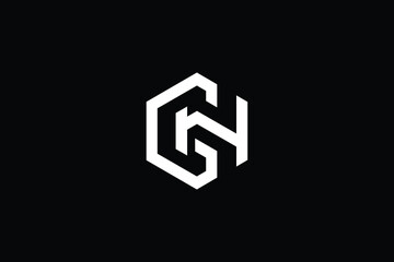 Minimal Innovative Initial GH logo and HG logo. Letter CH LOGO AND HC LOGO creative elegant Monogram. Premium Business logo icon. White color on black background