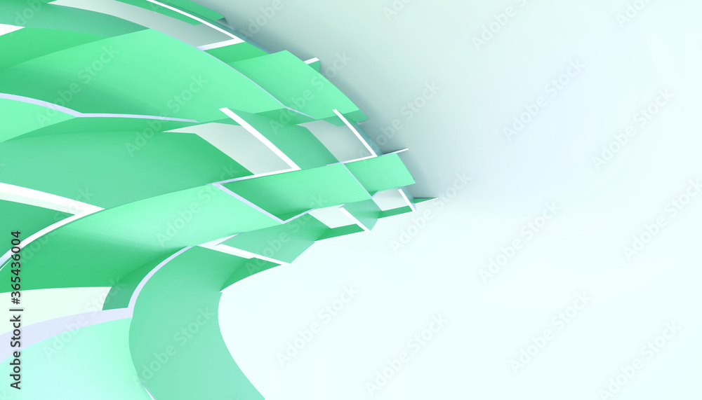 Poster abstract architecture background and modern geometric square exotic on green - 3d rendering