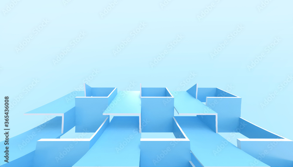 Poster Abstract Architecture Background and Modern Geometric square Minimal on Blue  - 3d rendering