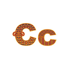 Vector abstract letter C with ornamental pattern.