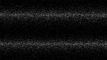 Black glitch background. Abstract digital noise effect, error signal, television technical problem. Vector illustration.