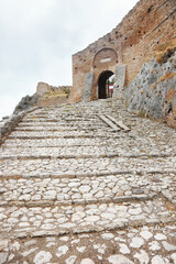 
the castle of Acrocorinth or Upper Corinth Peloponnese Greece - the Acropolis of ancient Corinth